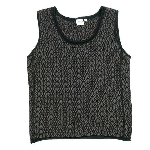 ARMANI COLLEZIONI Wool Scalloped/Scales Sleeveless Tank Sweater - Picture 6 of 7